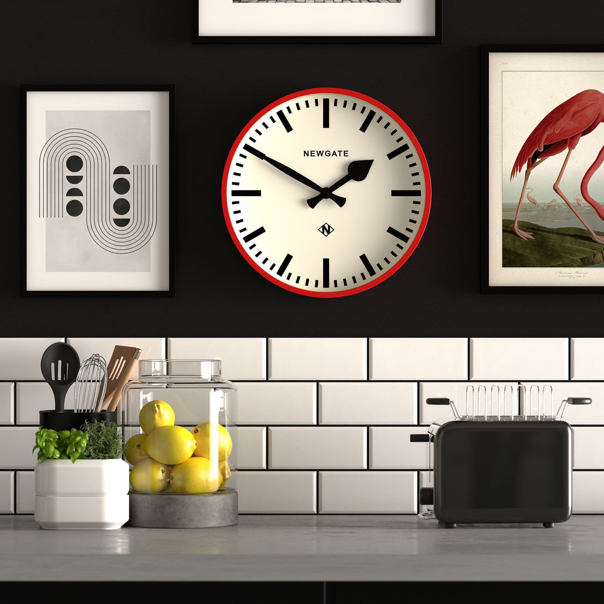 Newgate Railway Wall Clock - Red