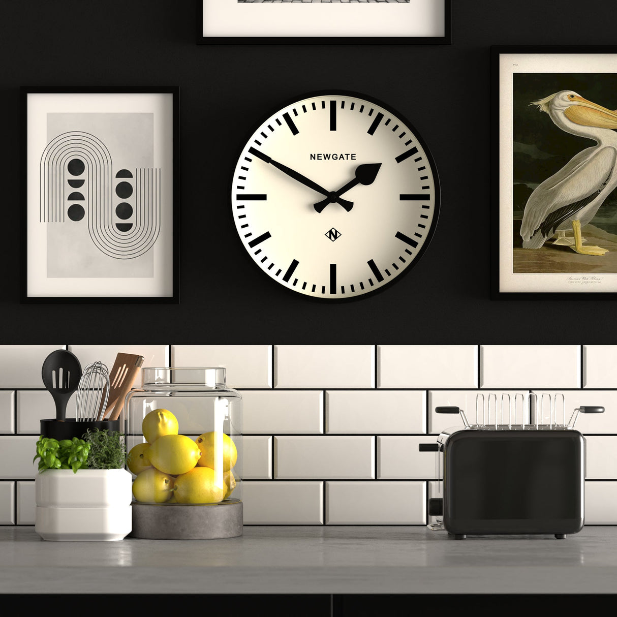 Newgate Railway Wall Clock - Black