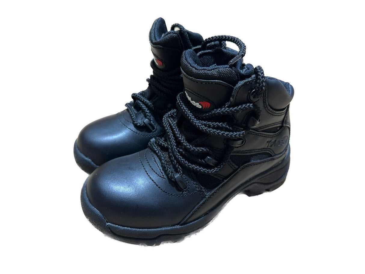 Telas Ankle Cut Leather Combat Boots - Black (E Width w/ Side Zip)