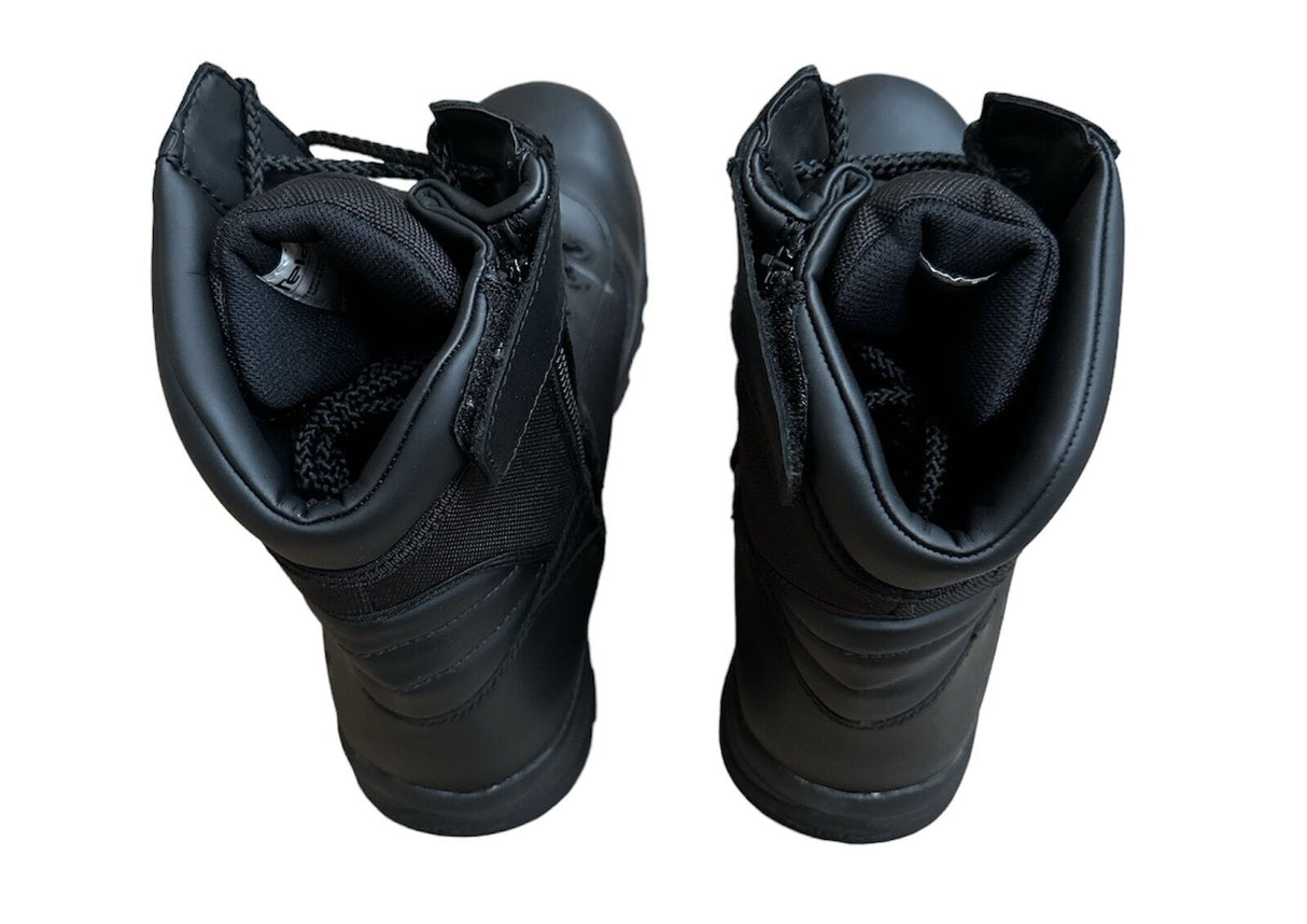 Telas Tactical Police Military Leather Combat Boots - Black (E Width w/ Side Zip)