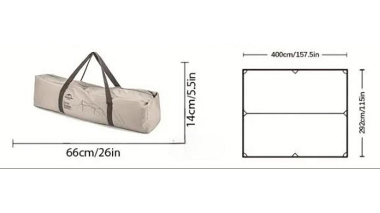 Naturehike Rectangular Tent Tarp Shelter Waterproof Canopy - 400 x 292cm