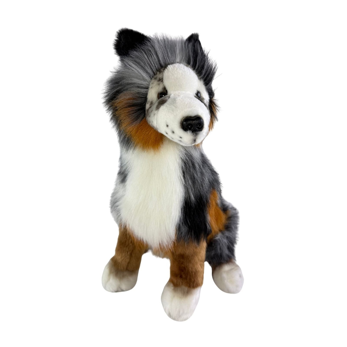 Bocchetta Oakley 35cm Sitting Australian Shepherd Plush Toy - Blue Merle (Realistic Stuffed Animal Dog Gift)