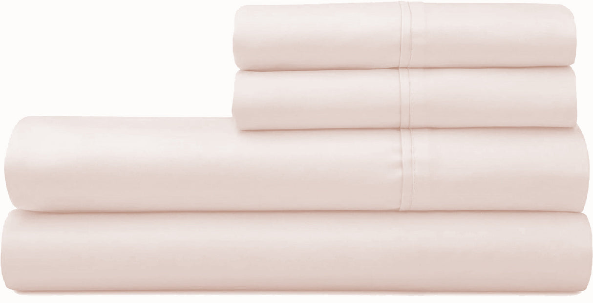 100% Cotton Percale Sheet Set - Fitted & Flat Sheets + Pillowcases - Cream