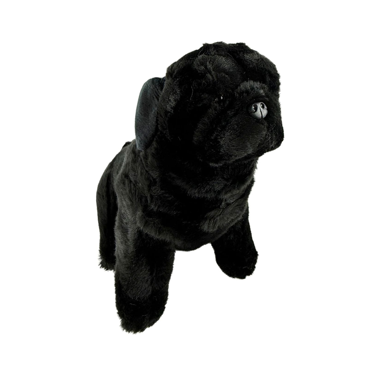 Bocchetta Oreo 28cm Sitting Pug Plush Toy - Black (Realistic Stuffed Animal Dog Gift)