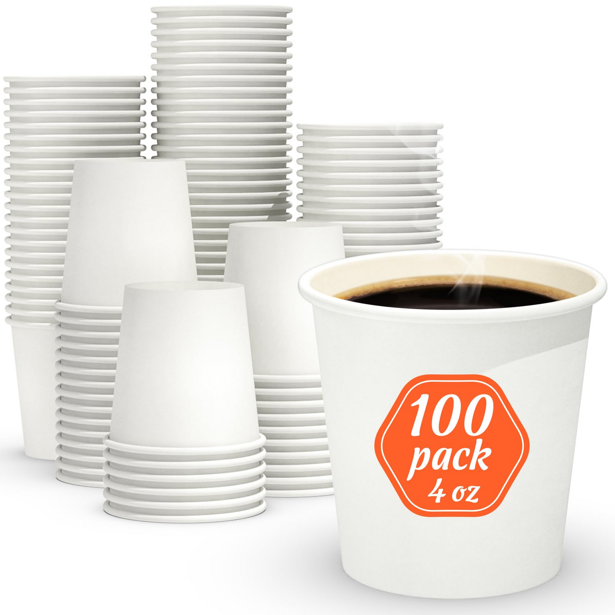 2400x 4oz White Paper Disposable Coffee Cups for Espresso (Bulk)