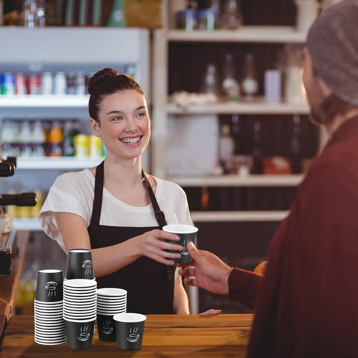 2400x 4oz Black Paper Disposable Coffee Cups for Espresso (Bulk)