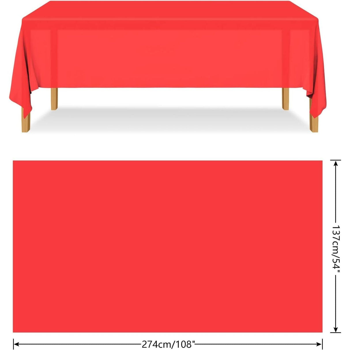 Table Cloth Cover Reusable & Washable Xmas Party 137cm x 274cm (54"x108") in Red