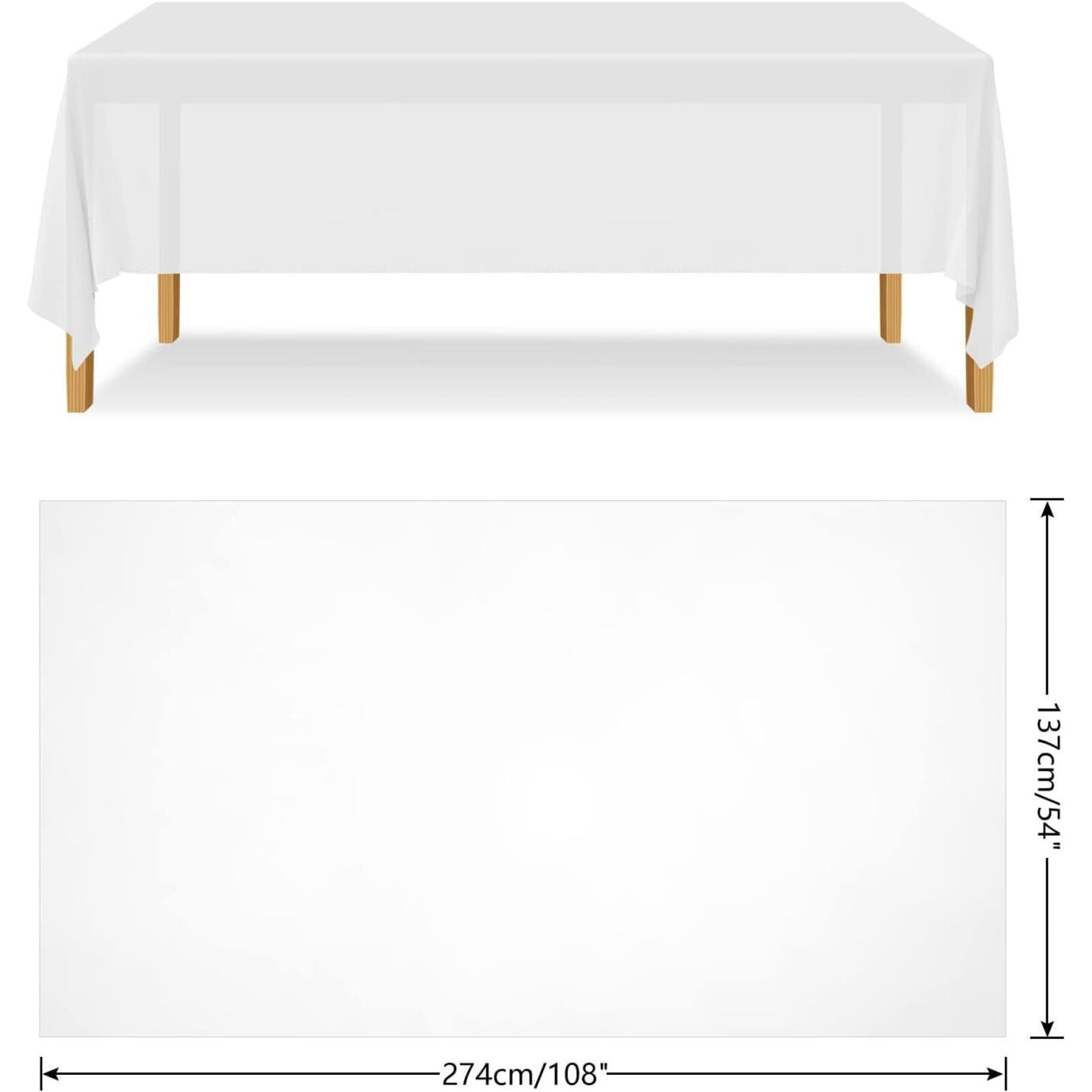 Table Cloth Cover Reusable & Washable Xmas Party 137cm x 274cm (54"x108") in White