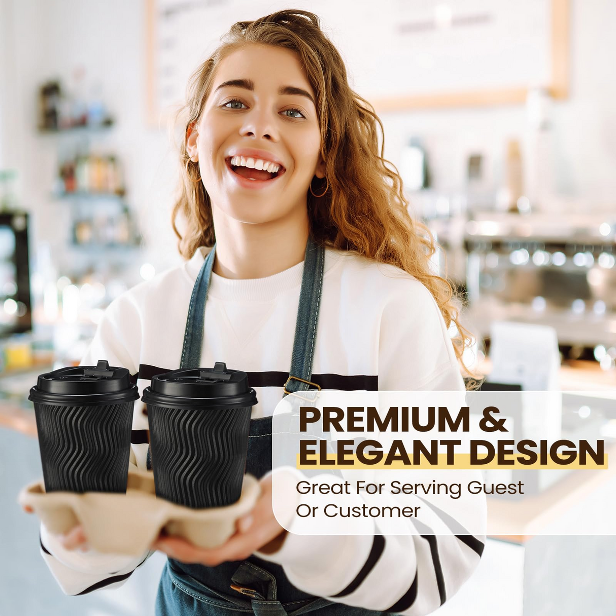 360x 8oz Triple Wall Paper Disposable Coffee Cups w/Lids for Takeaway (Bulk)