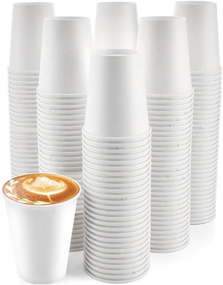 1200x 8oz White Paper Disposable Coffee Cups for Takeaway (Bulk)