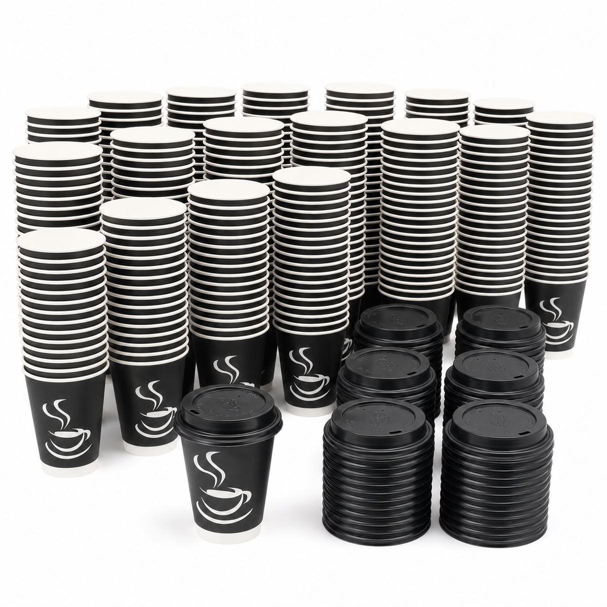 540x 8oz Paper Disposable Coffee Cups with Lids for Takeaway (Bulk Pack)