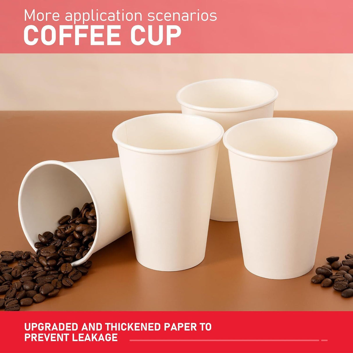 1000x 12oz White Paper Disposable Coffee Cups for Takeaway (Bulk)