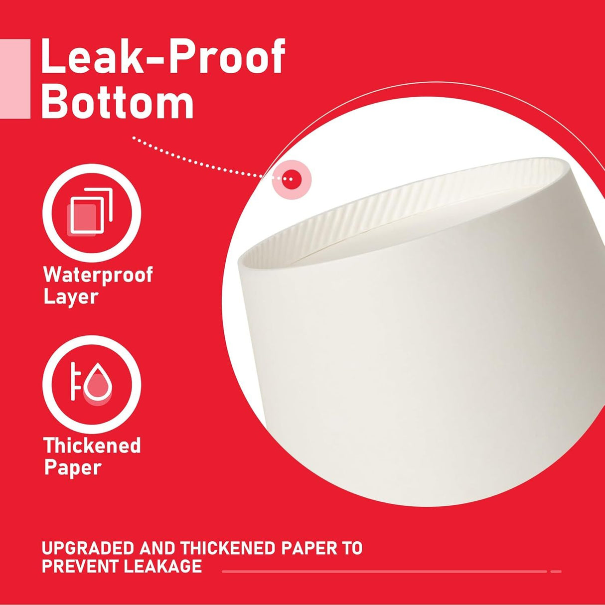 1000x 12oz White Paper Disposable Coffee Cups for Takeaway (Bulk)