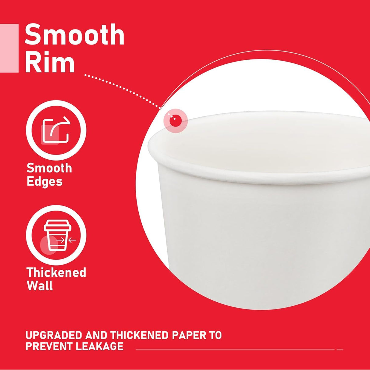 1000x 12oz White Paper Disposable Coffee Cups for Takeaway (Bulk)