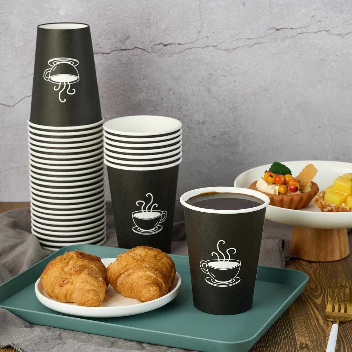 360x 12oz Paper Disposable Coffee Cups with Lids for Takeaway (Bulk Pack)