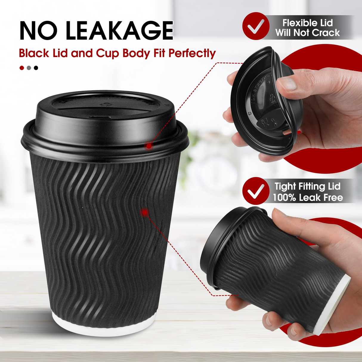 360x 12oz Triple Wall Paper Disposable Coffee Cups w/Lids for Takeaway (Bulk)