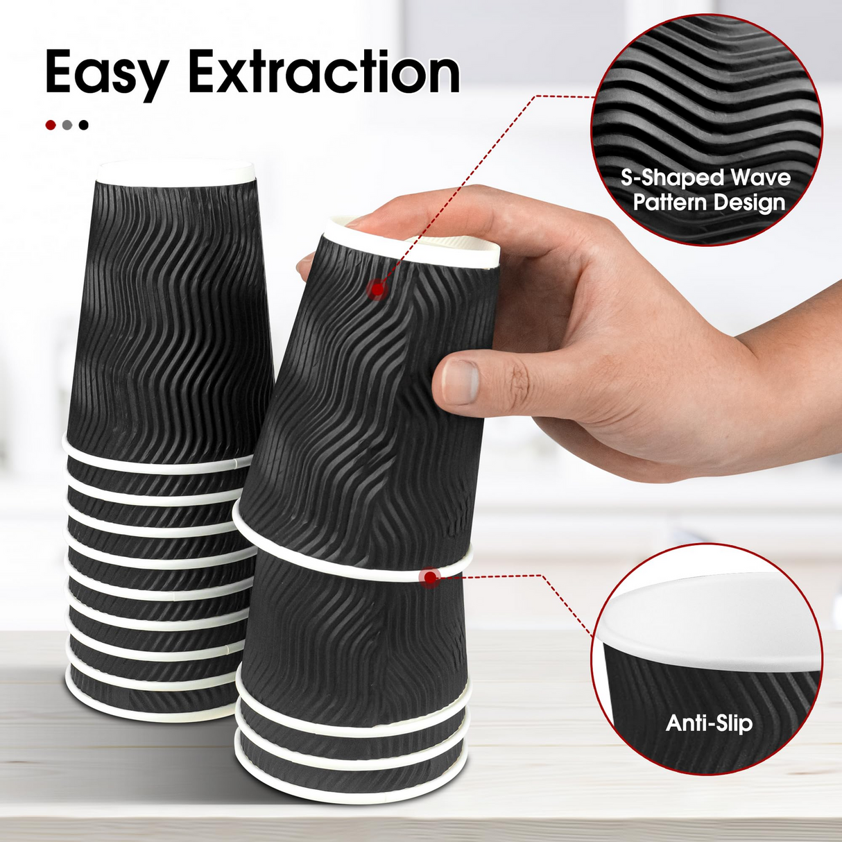 360x 12oz Triple Wall Paper Disposable Coffee Cups w/Lids for Takeaway (Bulk)