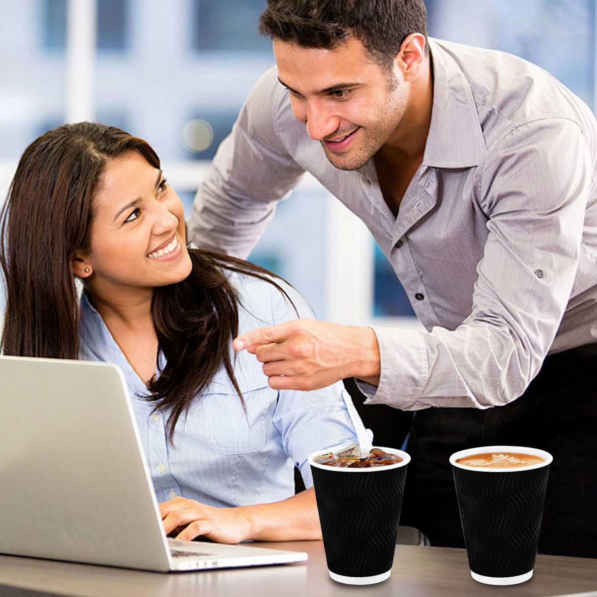 500x 12oz Triple Wall Paper Disposable Coffee Cups for Takeaway (Bulk)