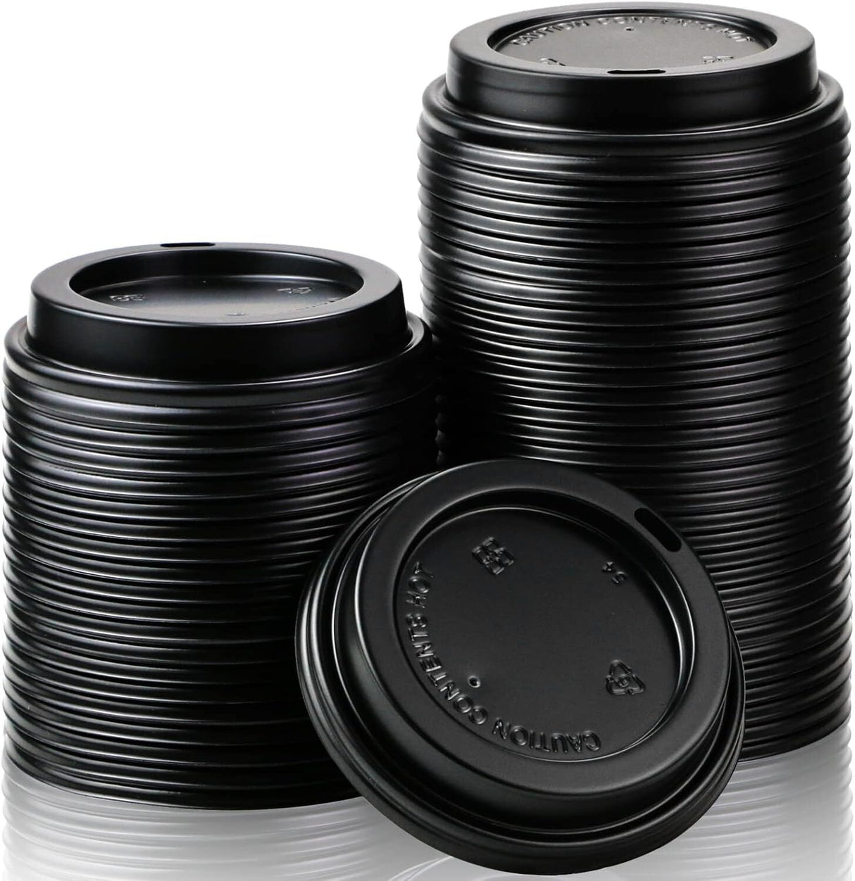 1000x 90mm Plastic Coffee Cup Lids for 12oz/16oz Cups - Black (Bulk)