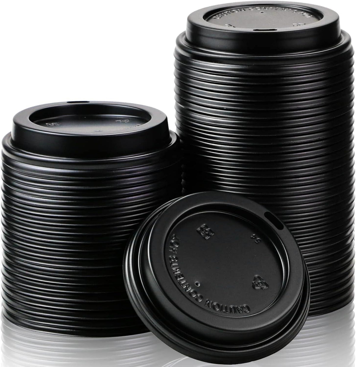 1000x 90mm Plastic Disposable 12oz/16oz Coffee Cup Lids - Black (Bulk Pack)