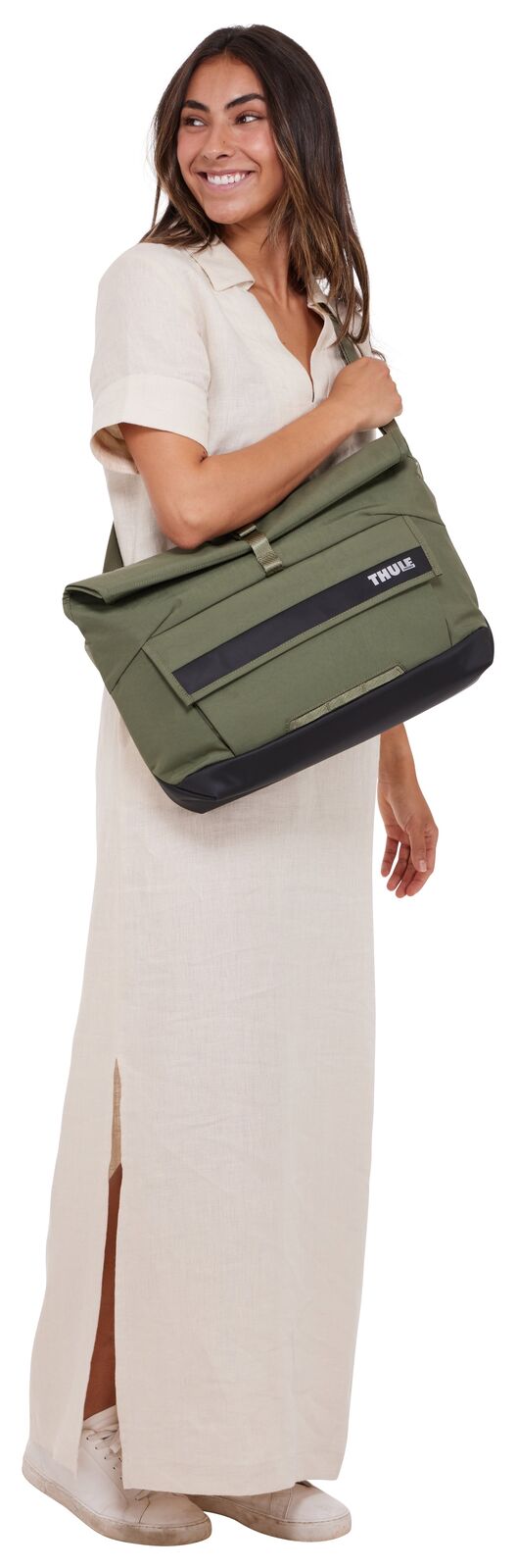 THULE Paramount 14L Rolltop Crossbody Sling Bag w/ 14" Laptop Padded Sleeve in Olive Green
