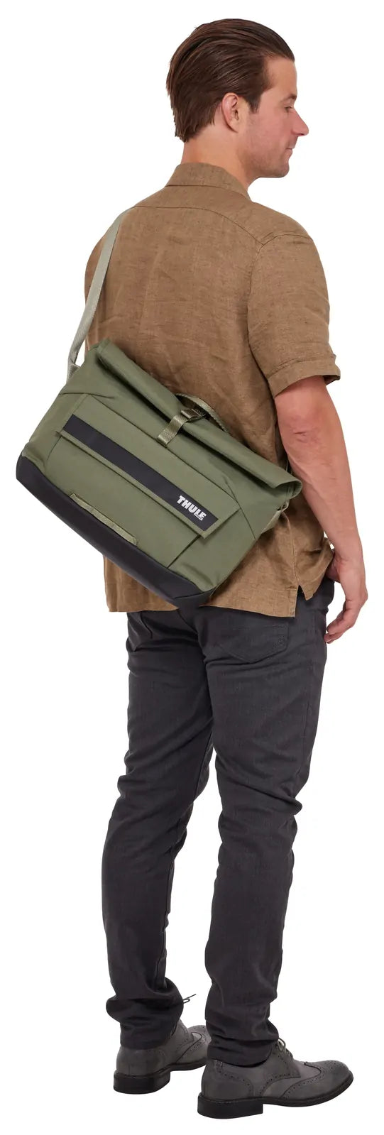 THULE Paramount 14L Rolltop Crossbody Sling Bag w/ 14" Laptop Padded Sleeve in Olive Green