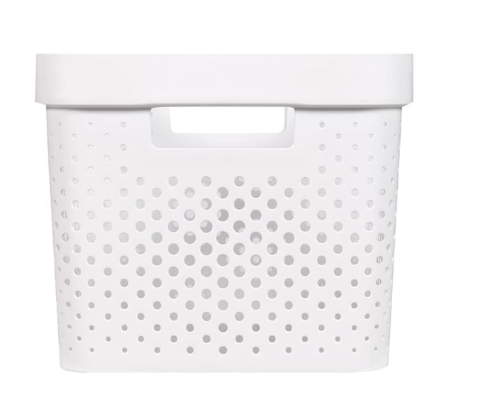 12x 17L Premium Plastic Stackable Storage Box Containers w/ Lid Dot Pattern in White
