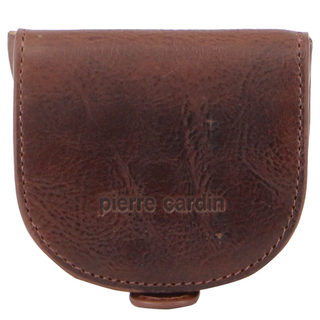 Pierre Cardin Mens Italian Leather Coin Purse Genuine Wallet - Cognac (RFID Protection)