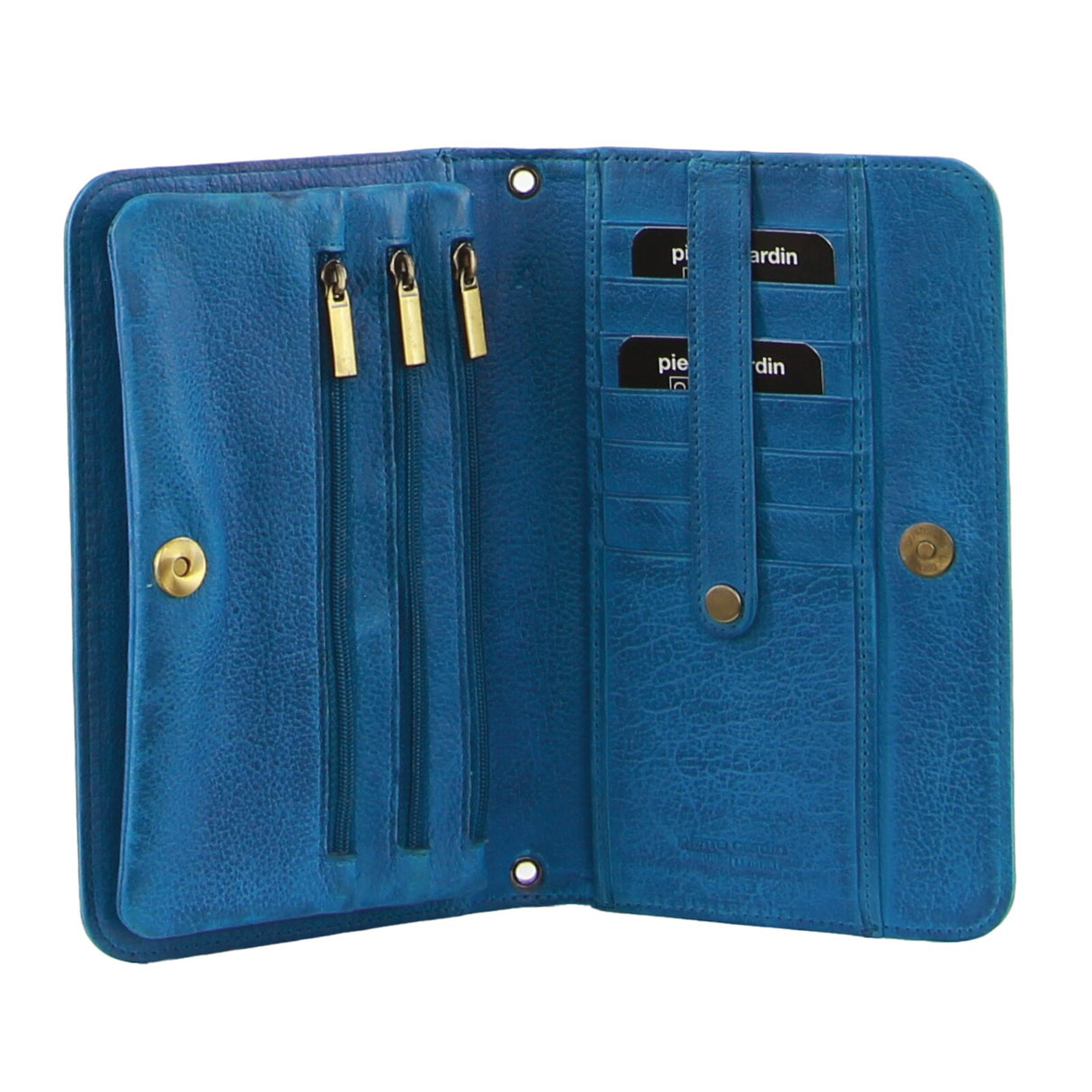 Pierre Cardin Womens Leather RFID Clutch Wallet Purse - Aqua Blue