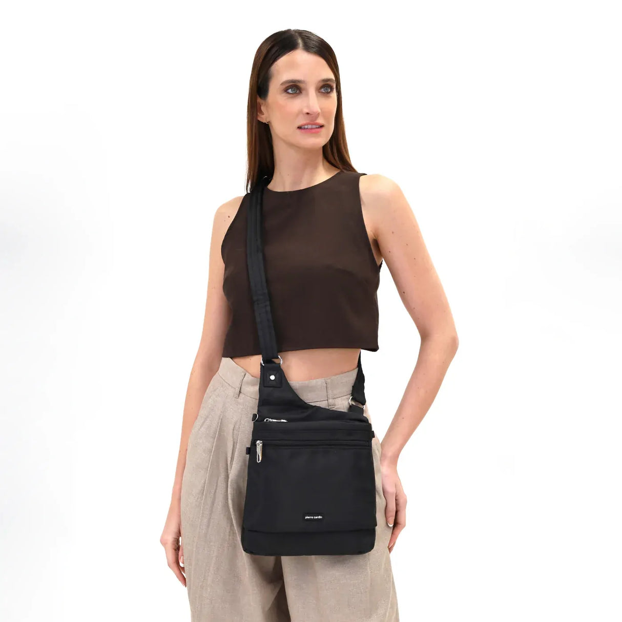 Pierre Cardin RFID Cross Body Bag Travel Anti-Theft Slash Proof - Black