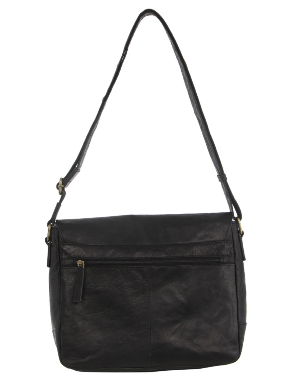 Pierre Cardin Genuine Leather 13" Laptop Computer Messenger Sling Bag Travel Business - Black