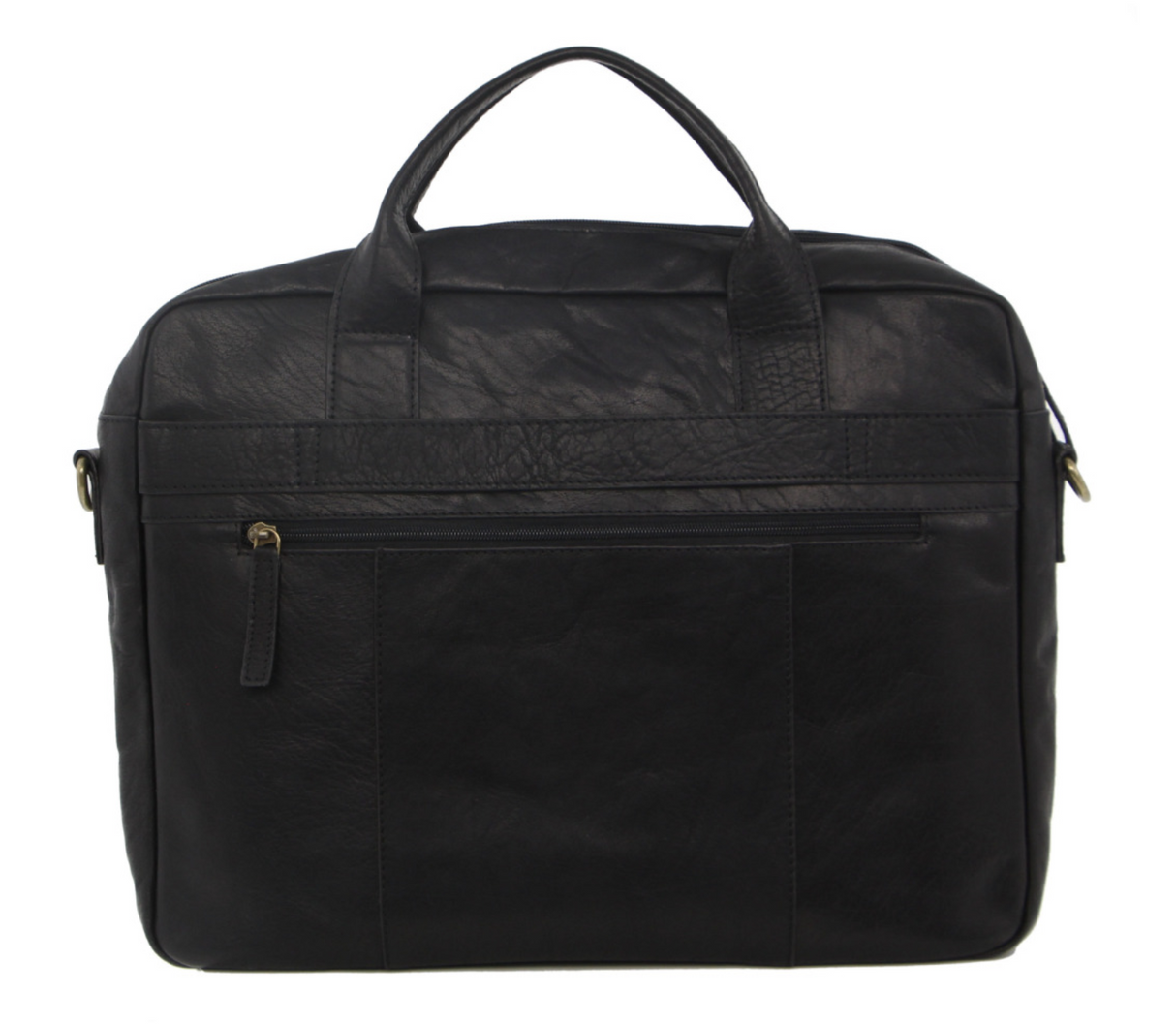 Pierre Cardin Rustic Leather 15" Laptop Computer Work Messenger Bag Travel Business - Black