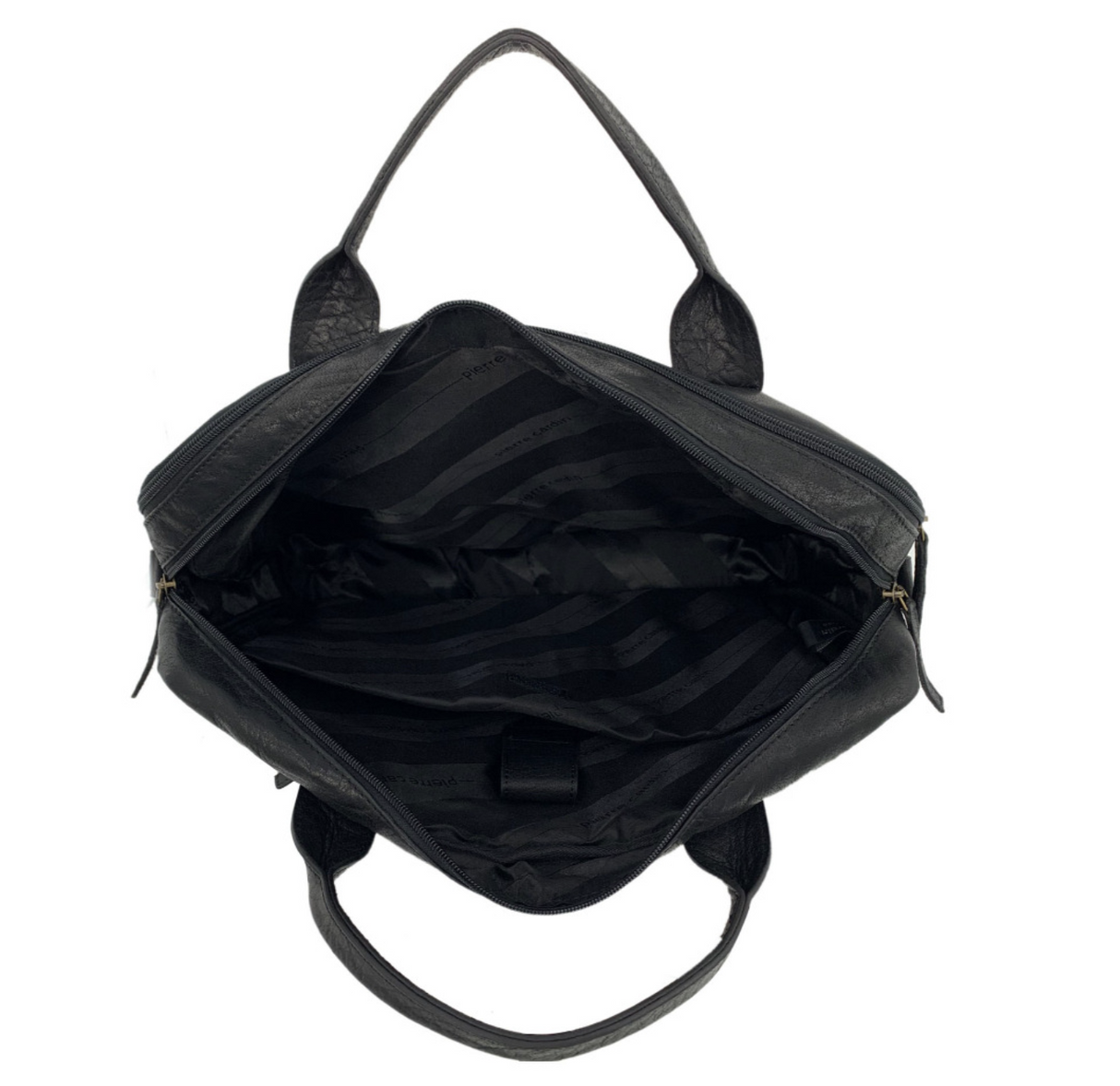Pierre Cardin Rustic Leather 15" Laptop Computer Work Messenger Bag Travel Business - Black