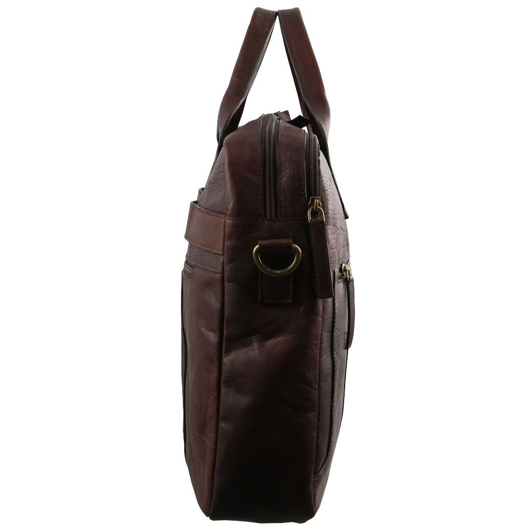 Pierre Cardin Rustic Leather 15" Laptop Computer Work Messenger Bag Travel Business - Chestnut