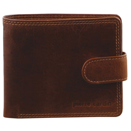 Pierre Cardin Men's Soft Rustic Leather with Buckle RFID Protected Wallet - Cognac