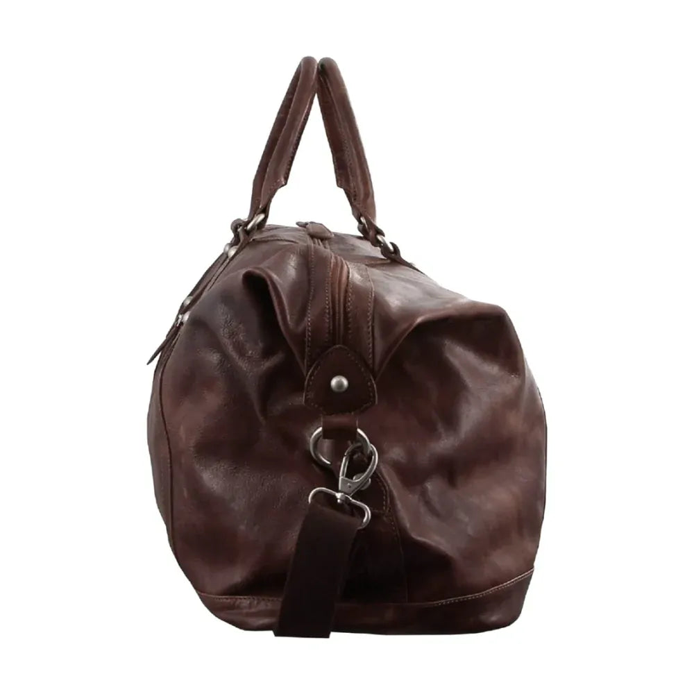 Pierre Cardin Rustic Leather Travel Business Trip Bag Overnight - Chocolate