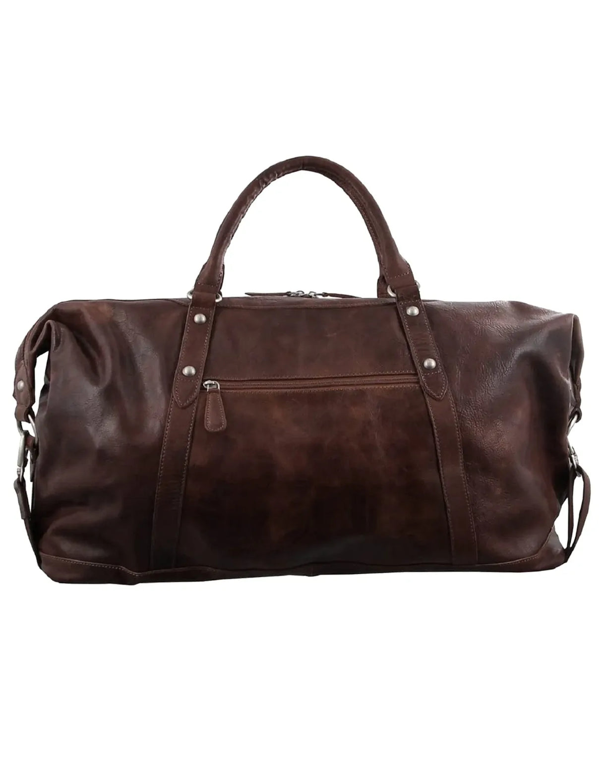 Pierre Cardin Rustic Leather Travel Business Trip Bag Overnight - Chocolate