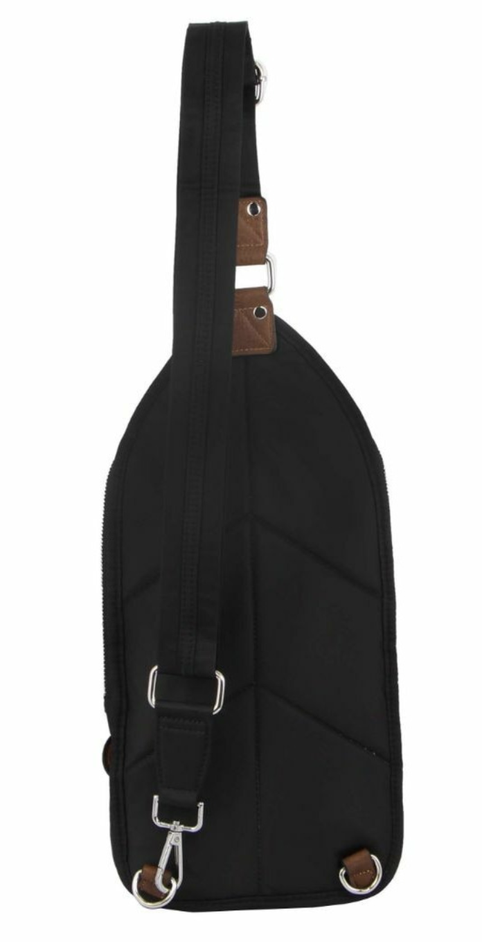 Pierre Cardin Anti-Theft 2-Tone Cross Body Nylon Sling Bag - Black