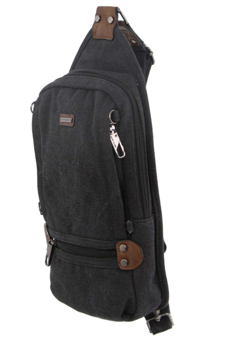 Pierre Cardin Canvas Cross Body Bag Travel Shoulder Sling - Black