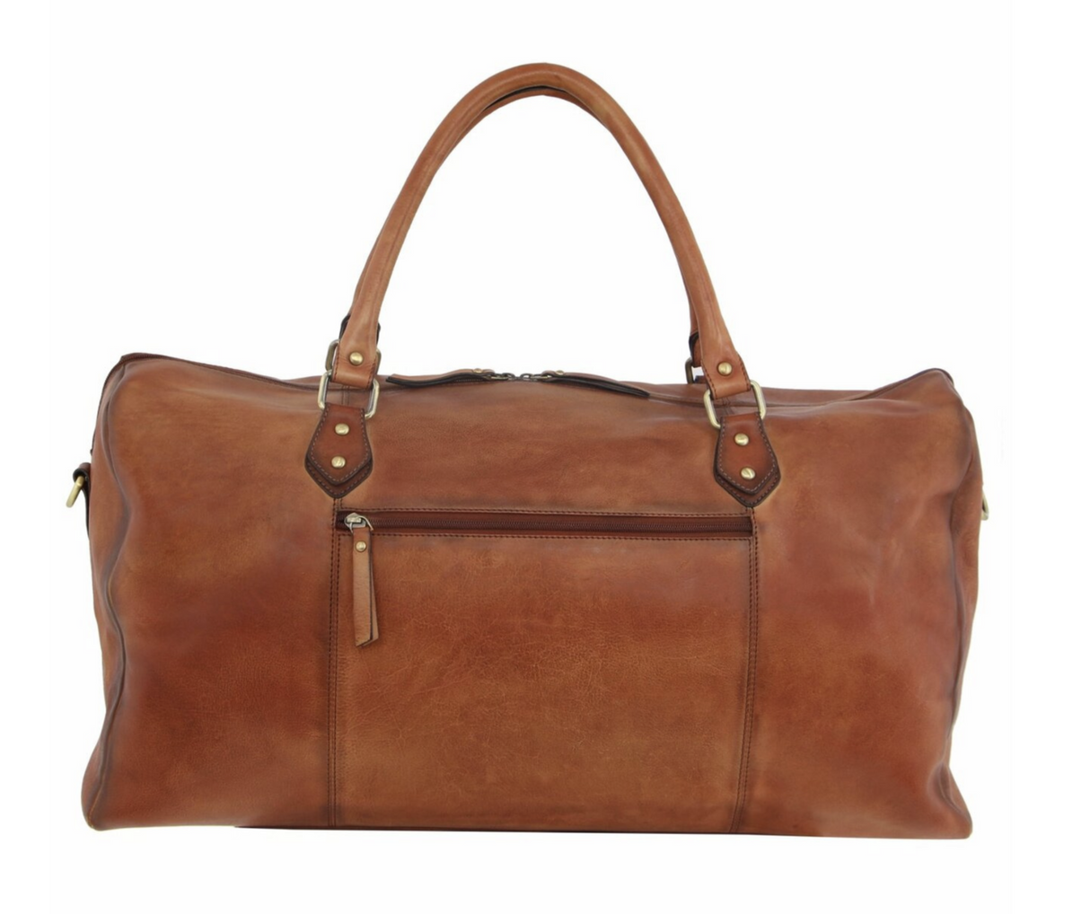 Pierre Cardin Smooth Leather Overnight Bag Luggage Weekend Duffle - Cognac