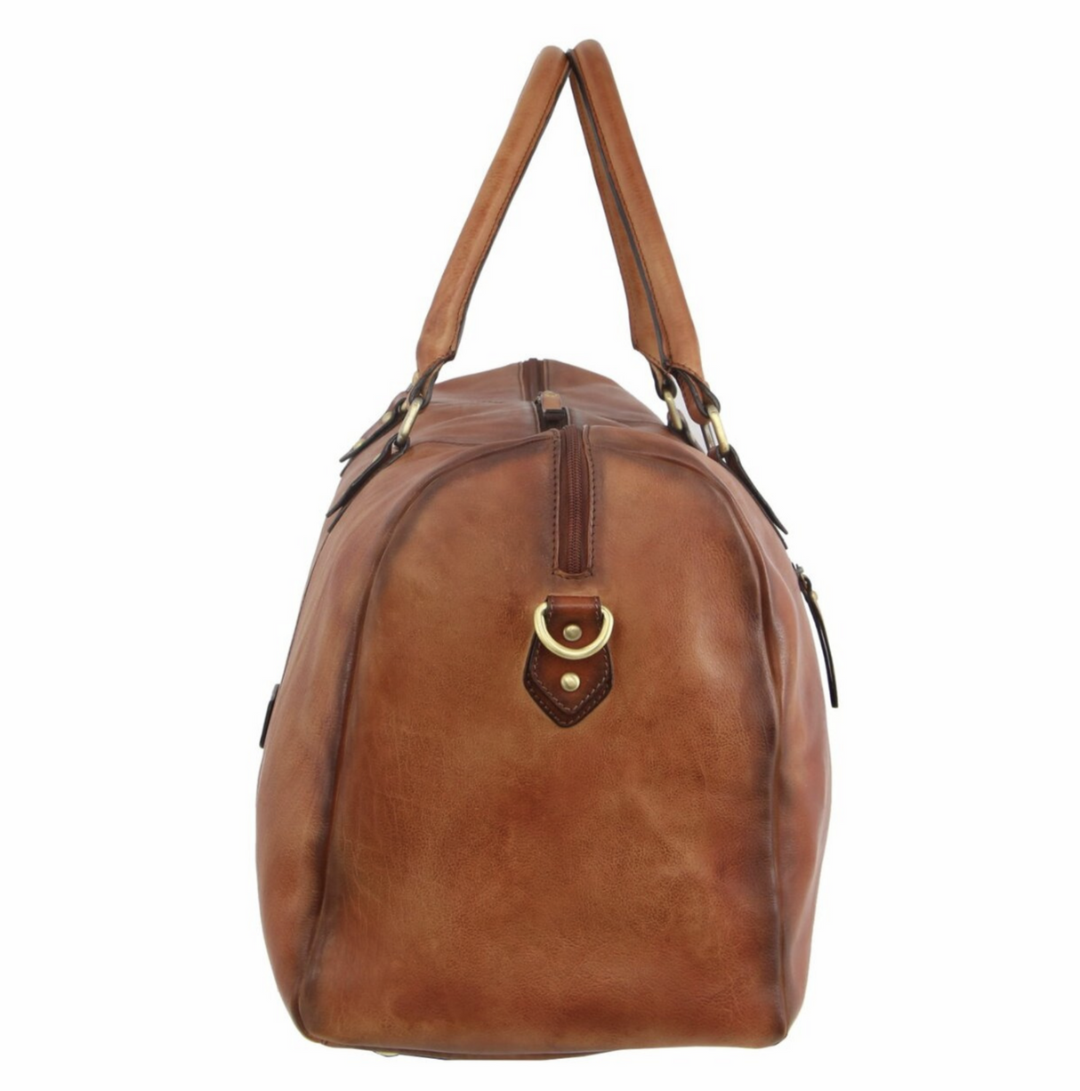 Pierre Cardin Smooth Leather Overnight Bag Luggage Weekend Duffle - Cognac