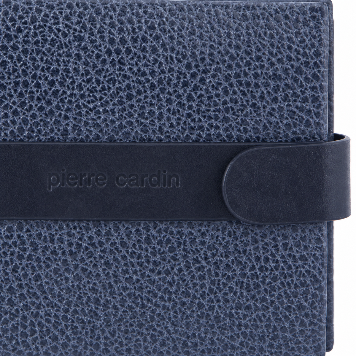Pierre Cardin Mens RFID Woven-Embossed Leather Tab Wallet - Navy