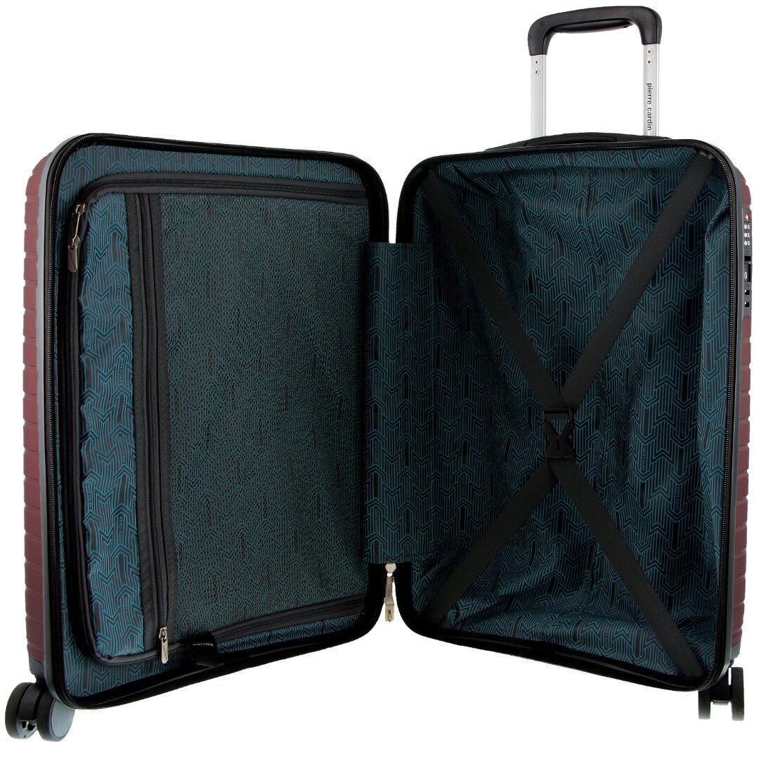Pierre Cardin 3pc Hardshell Superlight Luggage Set 20/24/28" - Burgundy/White (Travel Suitcases)