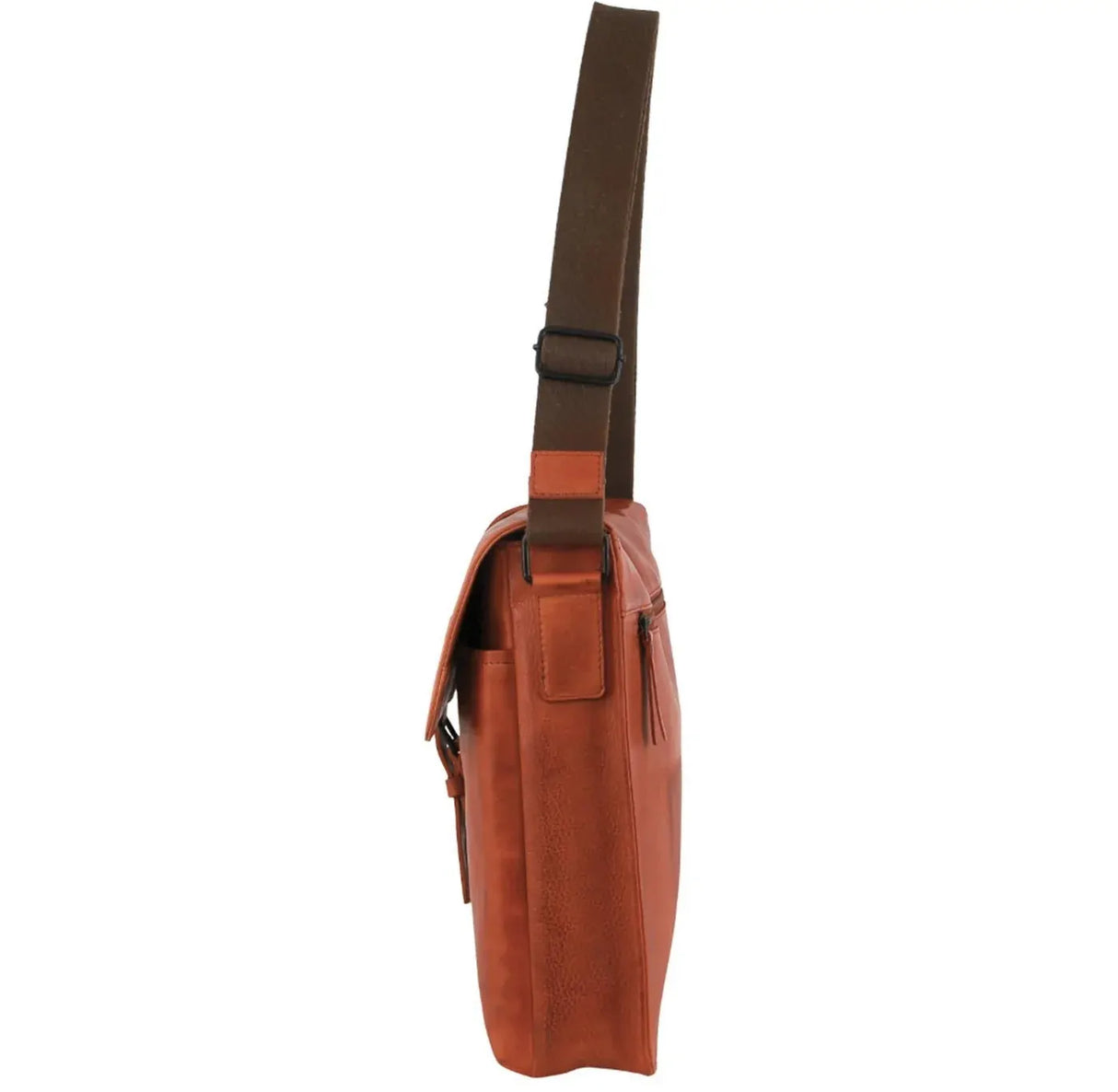 Pierre Cardin Italian Leather Flap-Over Laptop Computer Bag in Cognac