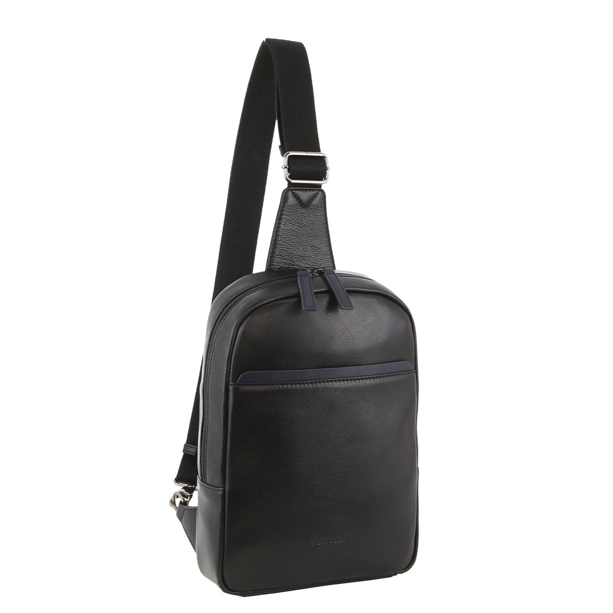 Pierre Cardin Mens Leather Crossbody Bag - Black/Navy (w/ Shoulder Strap)