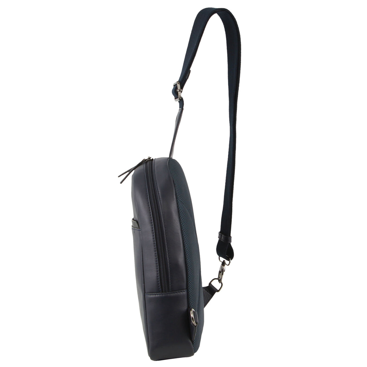 Pierre Cardin Mens Leather Crossbody Bag - Navy/Black (w/ Shoulder Strap)