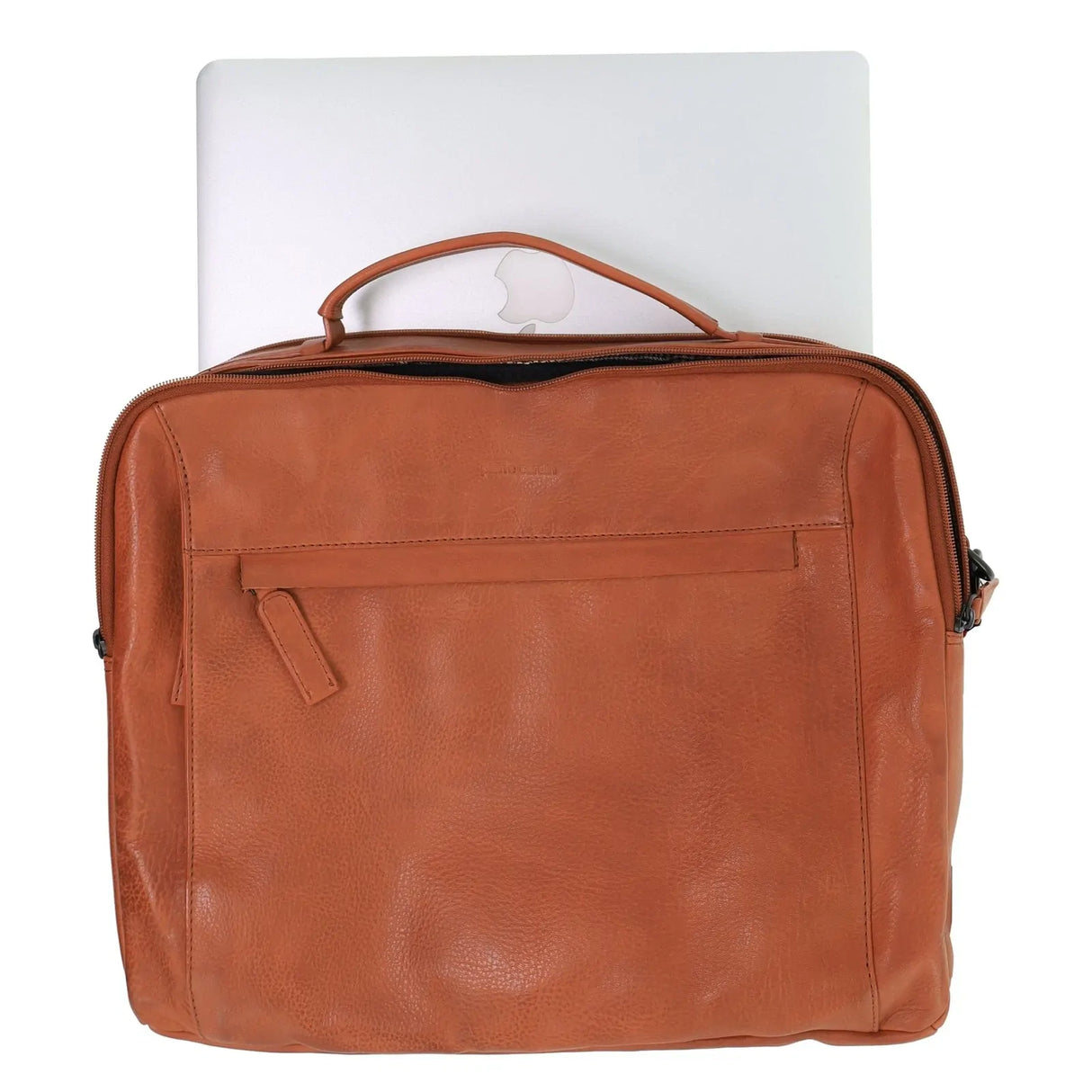 Pierre Cardin Mens Italian Leather Computer Laptop Bag in Cognac