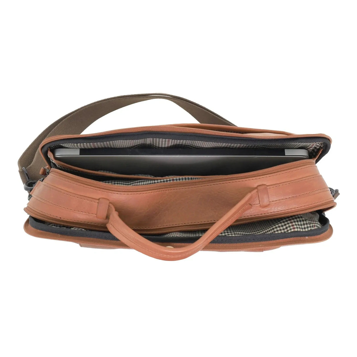 Pierre Cardin Mens Italian Leather Computer Laptop Bag in Cognac