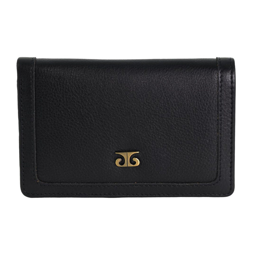 Pierre Cardin Ladies Leather Snap Button Bi-Fold Wallet - Black
