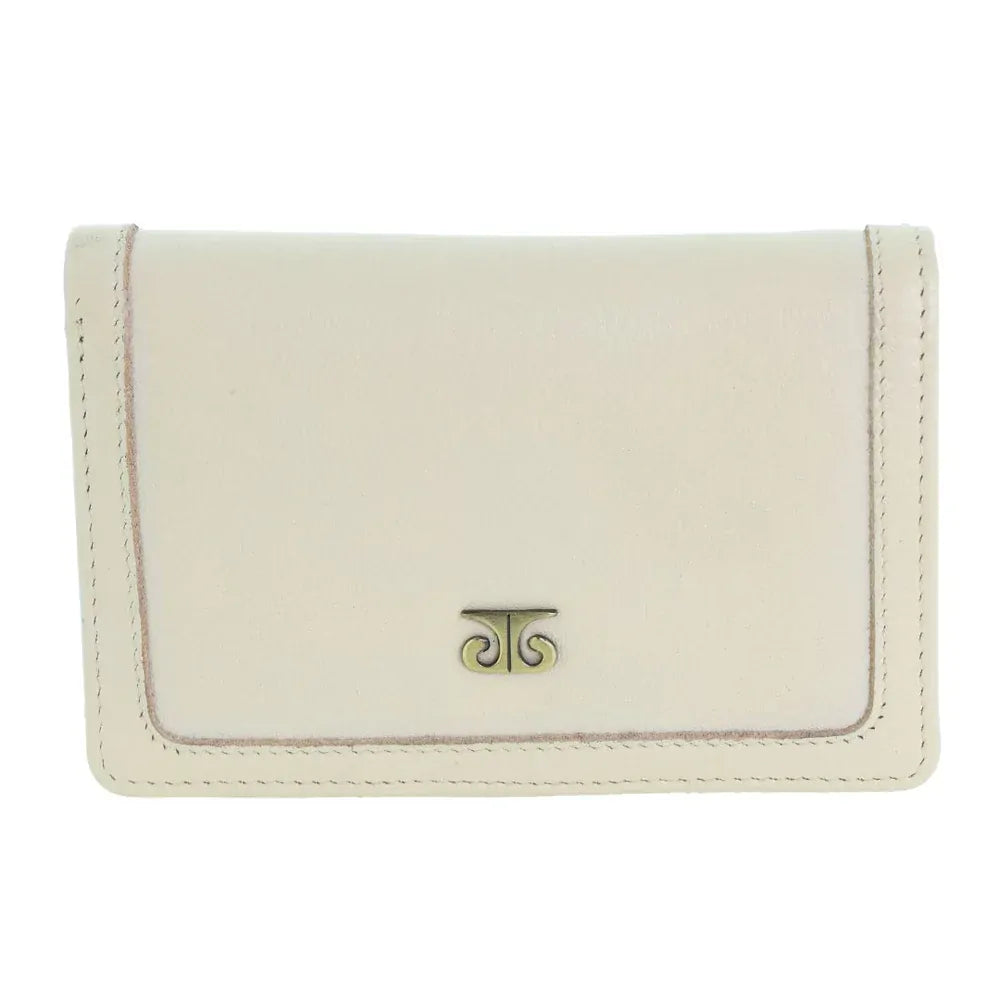 Pierre Cardin Ladies Leather Snap Button Bi-Fold Wallet - Bone